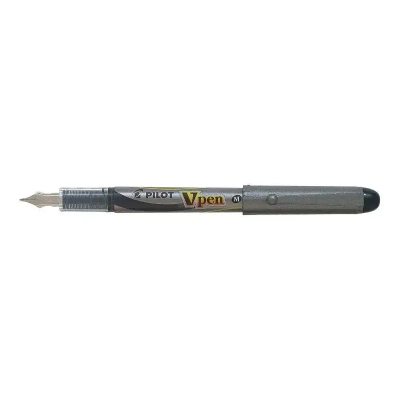 Pilot Pluma Estilografica V-Pen Silver - Desechable - Tinta Liquida - Punta de Acero - Trazo de 0.5mm - Color Negro | Ahorro Imp