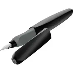 Pelikan Twist Pluma Estilografica Escolar Recargable - Plumilla de Acero Inoxidable Punto M - Cuerpo Color Negro (946806) | Ahor