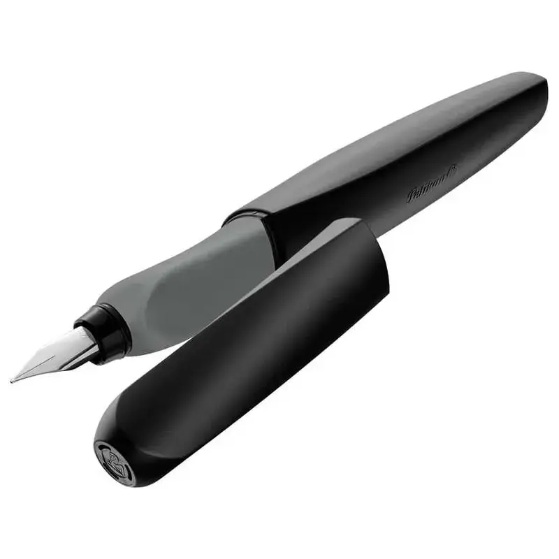 Pelikan Twist Pluma Estilografica Escolar Recargable - Plumilla de Acero Inoxidable Punto M - Cuerpo Color Negro (946806) | Ahor