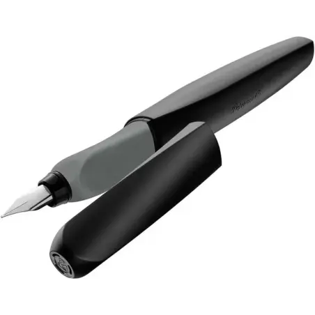 Pelikan Twist Pluma Estilografica Escolar Recargable - Plumilla de Acero Inoxidable Punto M - Cuerpo Color Negro (946806) | Ahor