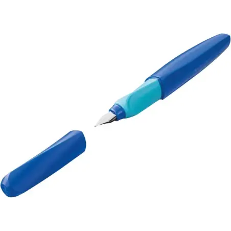 Pelikan Twist Pluma Estilografica Escolar Recargable - Plumilla de Acero Inoxidable Punto M - Cuerpo Color Azul (814737) | Ahorr