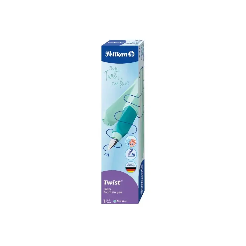 Pelikan Twist Pluma Estilografica - Punta M - Uso Ambidiestro - Seccion Triangular Transversal - Incluye 2 Cartuchos de Tinta -