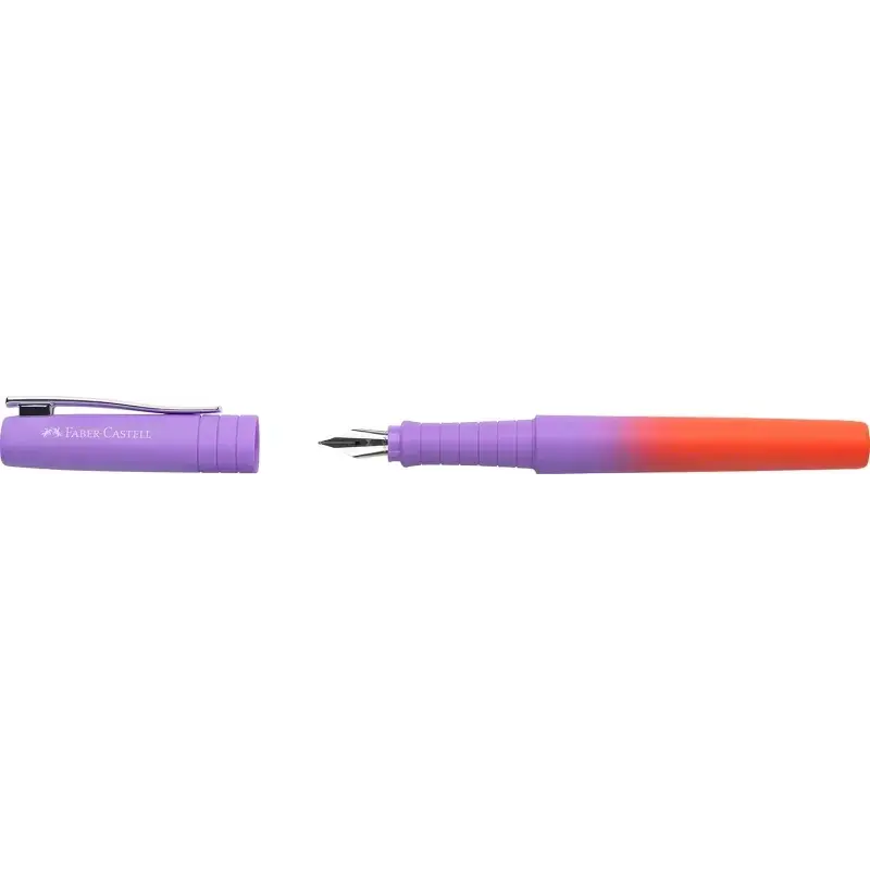 Faber-Castell Poly Ball Flow Edition Punchy Melon Pluma Estilografica - Ancho del Plumin Medio - Suave al Tacto - Color Lila/Roj
