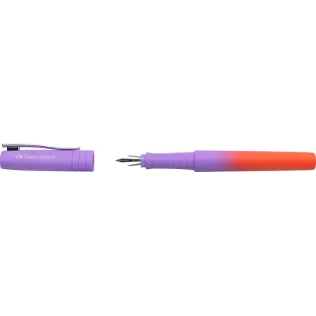 Faber-Castell Poly Ball Flow Edition Punchy Melon Pluma Estilografica - Ancho del Plumin Medio - Suave al Tacto - Color Lila/Roj