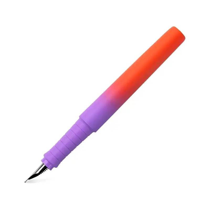 Faber-Castell Poly Ball Flow Edition Punchy Melon Pluma Estilografica - Ancho del Plumin Medio - Suave al Tacto - Color Lila/Roj
