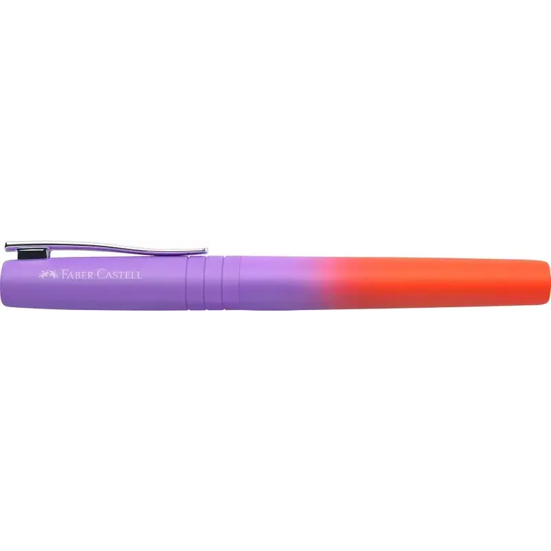 Faber-Castell Poly Ball Flow Edition Punchy Melon Pluma Estilografica - Ancho del Plumin Medio - Suave al Tacto - Color Lila/Roj