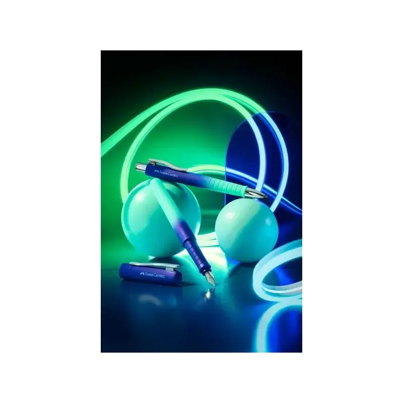 Faber-Castell Poly Ball Flow Edition Buzzing Blue Pluma Estilografica - Ancho del Plumin Medio - Suave al Tacto - Color Azul/Tur