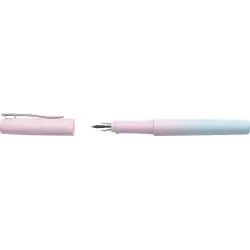 Faber-Castell Poly Ball Flow Edition Blushing Sky Pluma Estilografica - Ancho del Plumin Medio - Suave al Tacto - Color Rosa/Azu