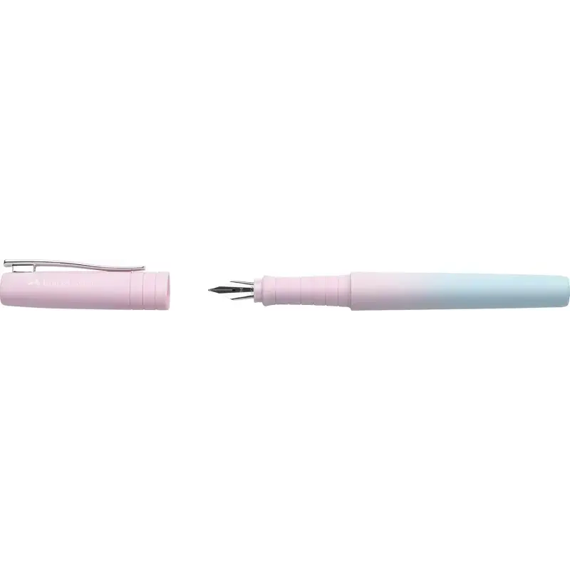 Faber-Castell Poly Ball Flow Edition Blushing Sky Pluma Estilografica - Ancho del Plumin Medio - Suave al Tacto - Color Rosa/Azu