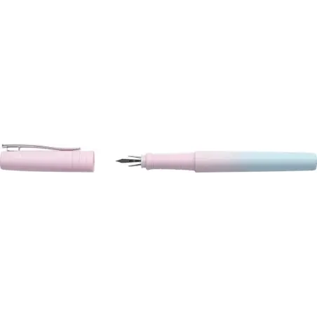 Faber-Castell Poly Ball Flow Edition Blushing Sky Pluma Estilografica - Ancho del Plumin Medio - Suave al Tacto - Color Rosa/Azu