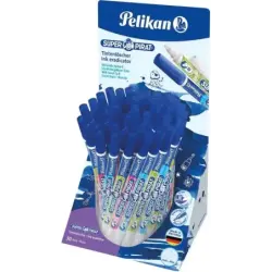 Pelikan Expositor de 50 Boligrafos Super Pirat 850 B - Borratinta de Pluma Estilografica y Roller - Punta Blanca y Reescribe - P
