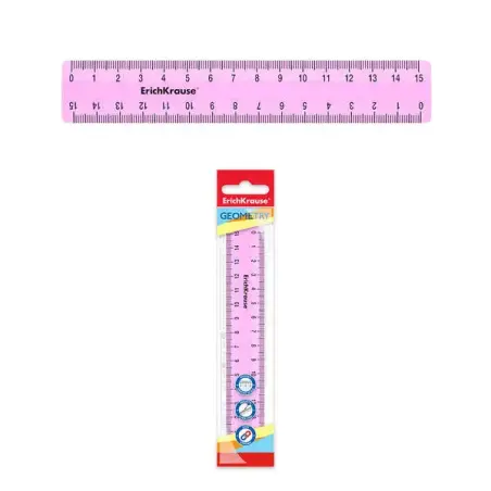 Erichkrause Regla Pastel - 15cm - Rosa - Bolsa de Polietileno | Ahorro Imprimiendo