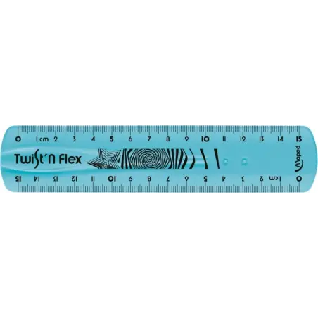 Maped Twist´n Flex Regla de Flexible 15cm - Irrompible - Doble Graduacion - Colores Aleatorios Azul, Rosa y Verde | Ahorro Impri