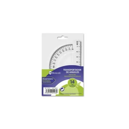 Bismark Transportador de Angulos 14cm - Fabricado en Plastico - Ideal para el Colegio - Transparente | Ahorro Imprimiendo