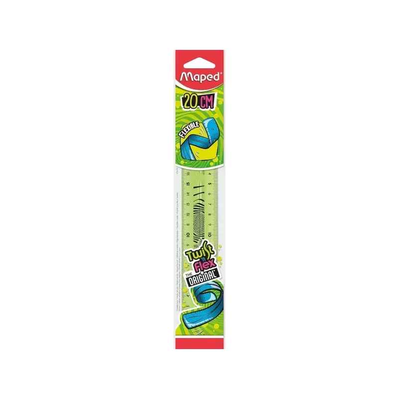 Maped Twist´n Flex Regla de Flexible 20cm - Irrompible - Doble Graduacion - Colores Aleatorios Azul, Rosa y Verde | Ahorro Impri