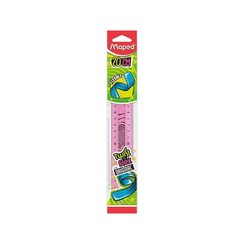 Maped Twist´n Flex Regla de Flexible 20cm - Irrompible - Doble Graduacion - Colores Aleatorios Azul, Rosa y Verde | Ahorro Impri