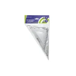 Bismark Pack de Escuadra 13cm y Cartabon 18cm - Fabricados en Plastico - Ideal para el Colegio - Transparentes | Ahorro Imprimie