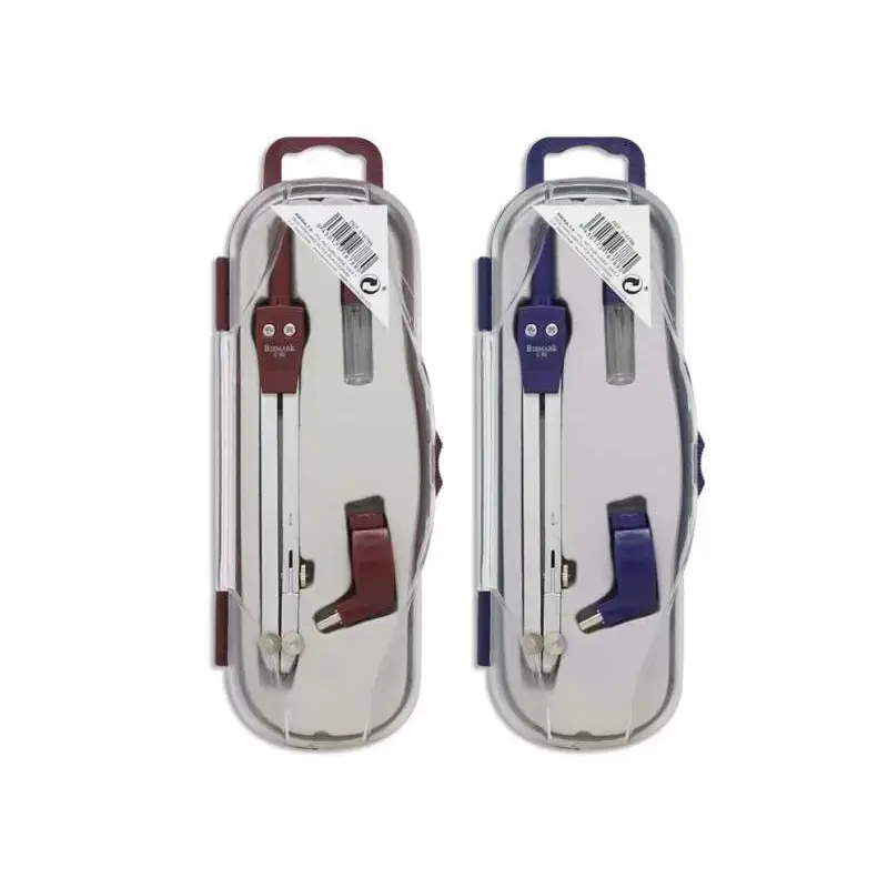 Bismark Compas Escolar con Articulacion y Adaptador Universal - Incluye Tubo de Minas - Presentado en Estuche de Plastico - 2 Co