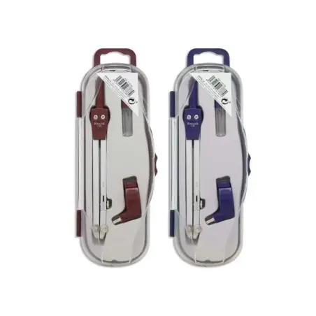 Bismark Compas Escolar con Articulacion y Adaptador Universal - Incluye Tubo de Minas - Presentado en Estuche de Plastico - 2 Co