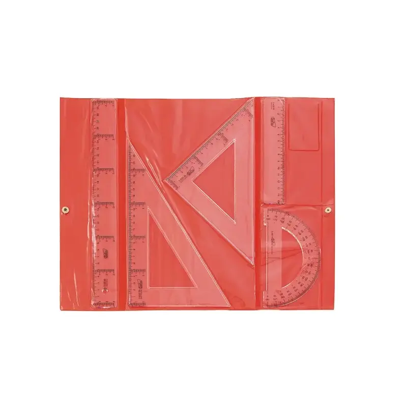 Safta Pack de 5 Reglas de Dibujo - Estuche de Plastico con Broche - Colores Aleatorios Rojo y Azul | Ahorro Imprimiendo