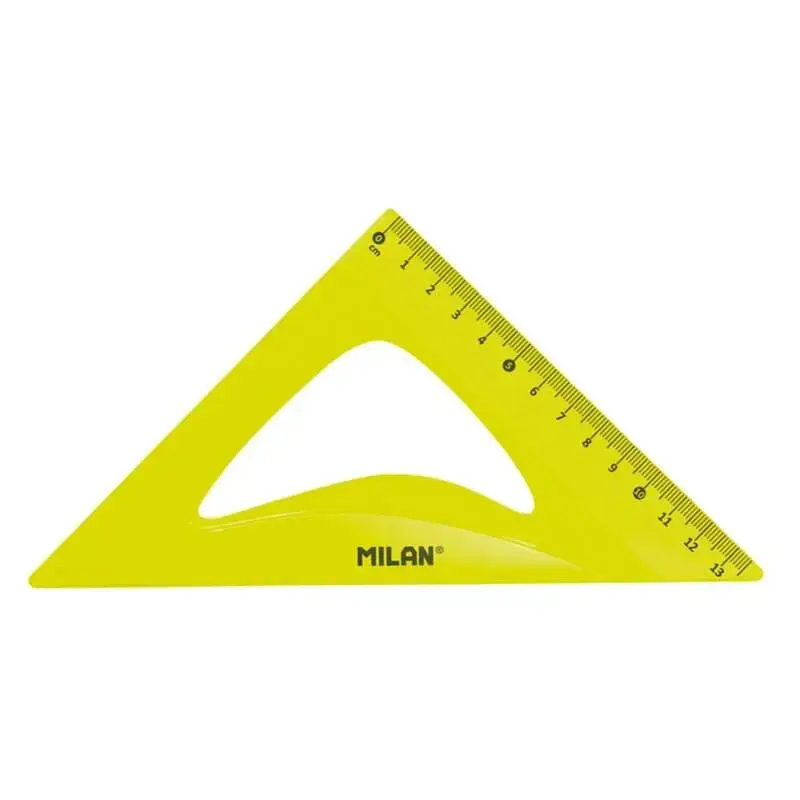 Milan Pack de 4 Reglas Flexibles y Resistentes - Regla, Escuadra, Cartabon y Transportador - Color Amarillo | Ahorro Imprimiendo