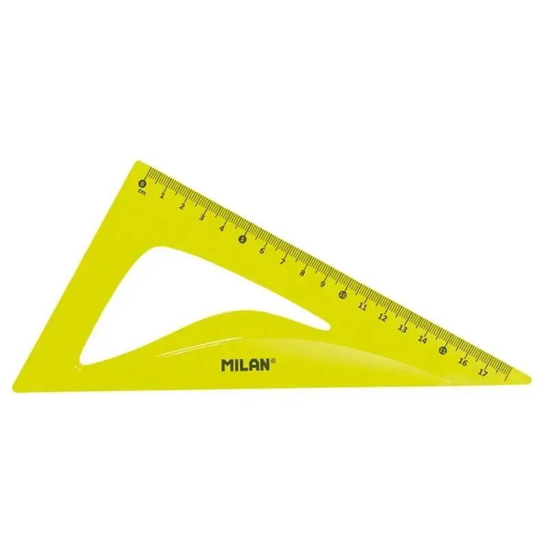 Milan Pack de 4 Reglas Flexibles y Resistentes - Regla, Escuadra, Cartabon y Transportador - Color Amarillo | Ahorro Imprimiendo