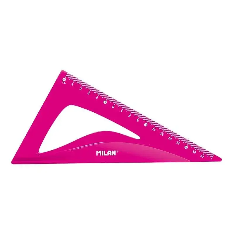 Milan Pack de 4 Reglas Flexibles y Resistentes - Regla, Escuadra, Cartabon y Transportador - Color Rosa | Ahorro Imprimiendo