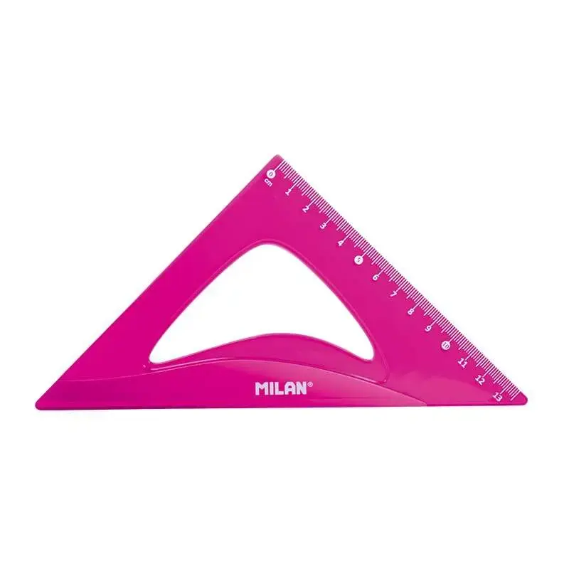 Milan Pack de 4 Reglas Flexibles y Resistentes - Regla, Escuadra, Cartabon y Transportador - Color Rosa | Ahorro Imprimiendo