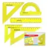 Erichkrause Pack de 5 Reglas de Dibujo - Regla de 15cm - Escuadra de 7cm/45º, 9cm/45º, 13cm/60º - Transportador de 180º/10cm - C