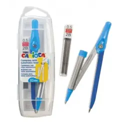Carioca Compas Ajustable con Portaminas - Kit de Carga Mina HB 0.5 - Descenso de la Mina por Clic - Color Varios | Ahorro Imprim