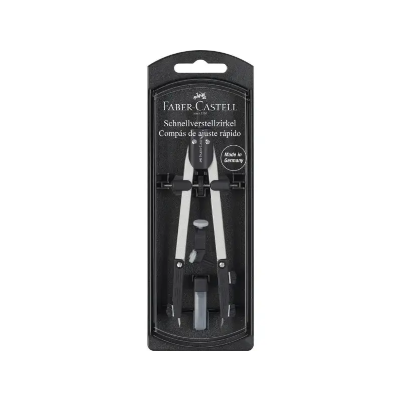 Faber-Castell Compas de Ajuste Rapido - Articulaciones en ambos Brazos - Accesorios de Recambio - Adaptador Universal | Ahorro I