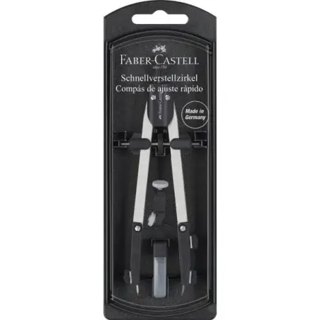 Faber-Castell Compas de Ajuste Rapido - Articulaciones en ambos Brazos - Accesorios de Recambio - Adaptador Universal | Ahorro I
