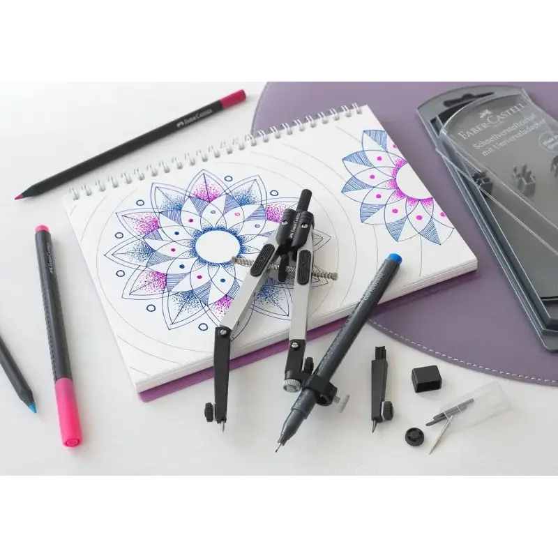 Faber-Castell Compas de Ajuste Rapido 3.5mm - Articulaciones en ambos Brazos - Para Circunferencias de hasta Ø 390mm - Accesorio