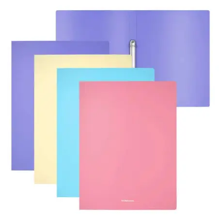 Erichkrause Matt Pastel Pack de 4 Carpetas con 2 Anillas de 24mm Tamaño A4 - Colores Surtidos | Ahorro Imprimiendo