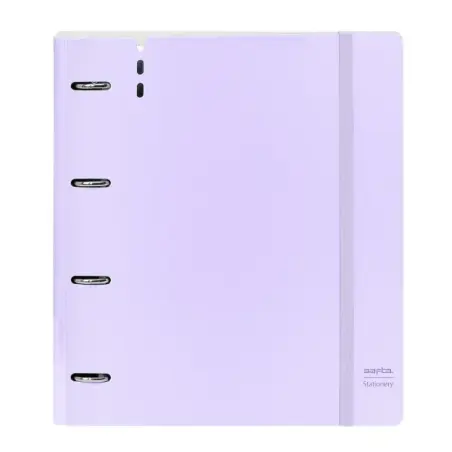 Safta Carpeta de 4 Anillas - PP Foam - Anillas de 35mm - Incluye 100 Hojas A4 - 27x32x4cm - Color Lavanda | Ahorro Imprimiendo