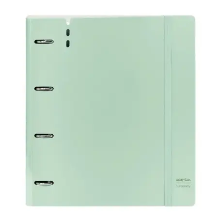 Safta Carpeta de 4 Anillas - PP Foam - Anillas de 35mm - Incluye 100 Hojas A4 - 27x32x4cm - Color Verde Pastel | Ahorro Imprimie
