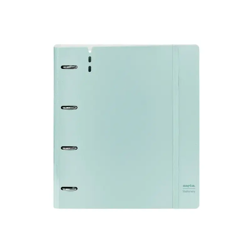 Safta Carpeta de 4 Anillas - PP Foam - Anillas de 35mm - Incluye 100 Hojas A4 - 27x32x4cm - Color Azul Claro | Ahorro Imprimiend