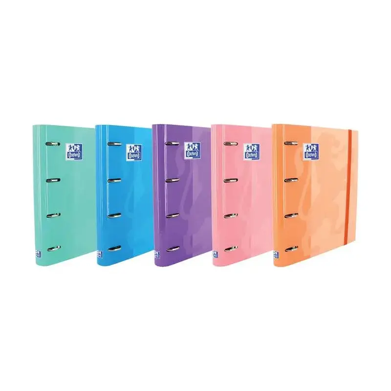 Oxford Europeanbinder Classic Carpeta de 4 Anillas Formato A4+ con Recambio Cuadriculado 5x5mm y 4 Taladros - Cierre con Goma El