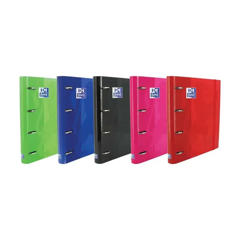 Oxford Europeanbinder Classic Carpeta de 4 Anillas Formato A4+ con Recambio Cuadriculado 5x5mm y 4 Taladros - Cierre con Goma El