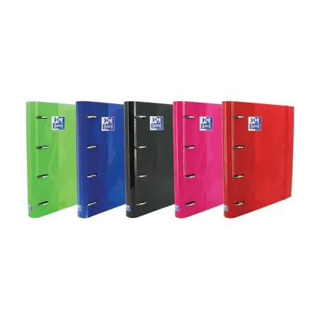 Oxford Europeanbinder Classic Carpeta de 4 Anillas Formato A4+ con Recambio Cuadriculado 5x5mm y 4 Taladros - Cierre con Goma El
