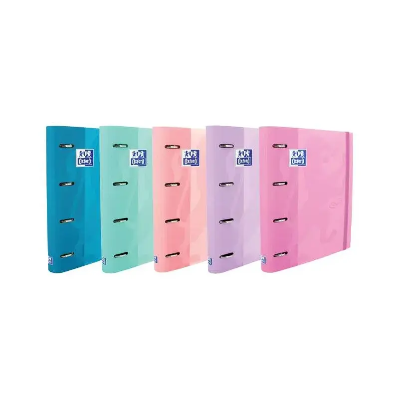 Oxford Europeanbinder Touch Carpeta de 4 Anillas Formato A4+ con Recambio Cuadriculado 5x5mm y 4 Taladros - Tapa Tacto Suave - C