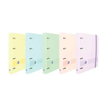 Oxford Europeanbinder Live & Go Carpeta de 4 Anillas Formato A4+ con Recambio Cuadriculado 5x5mm y 4 Taladros - Tapa de Plastico