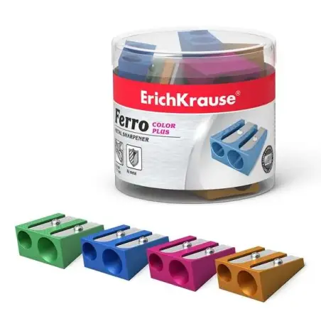 Erichkrause Ferro Color Plus - Sacapuntas Doble de Aluminio - Agarre Ergonomico - 8mm y 11mm de Diametro - Color Surtido | Ahorr