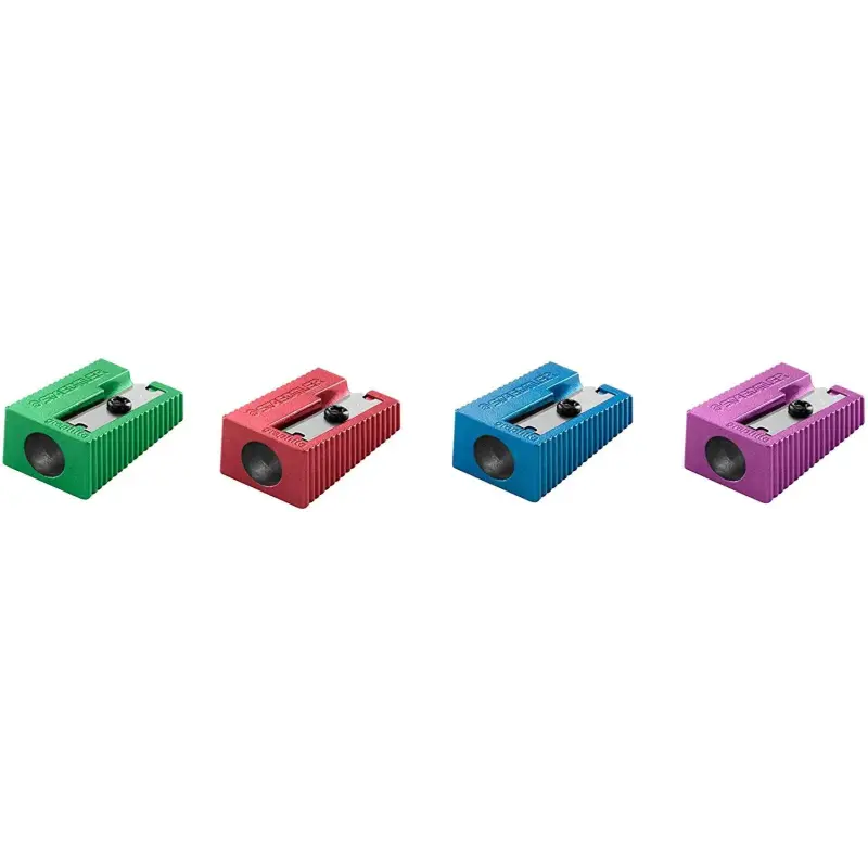 Staedtler Sacapuntas Metalico con Cuchilla de Metal - Angulo de Afilado de 23° - 1 Agujero - Colores Surtidos | Ahorro Imprimien