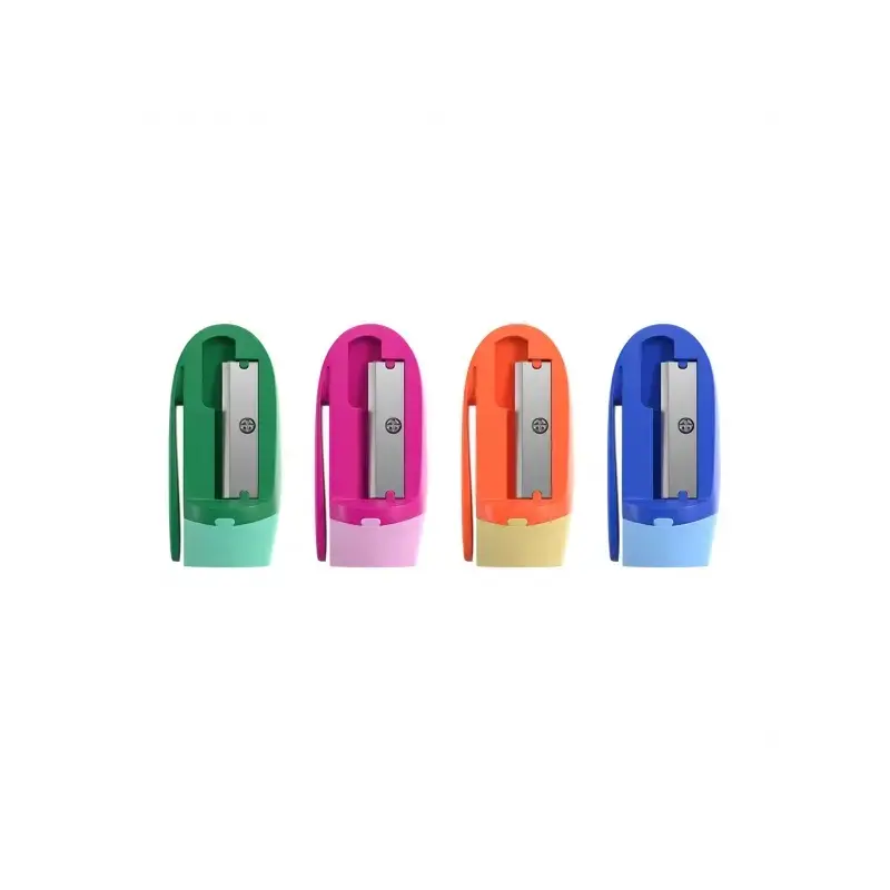 Erichkrause Joy Sacapuntas de Plastico - 1 Orificio de 8mm - Cuchilla de Acero al Carbono en Forma de Espiral - Clip de Sujeccio
