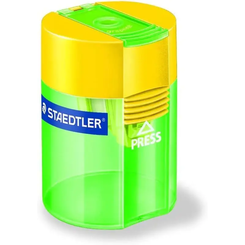 Staedtler Sacapuntas con Deposito de 1 Orificio - Hasta 8.2mm - Angulo de Afilado 23º - Colores Surtidos | Ahorro Imprimiendo