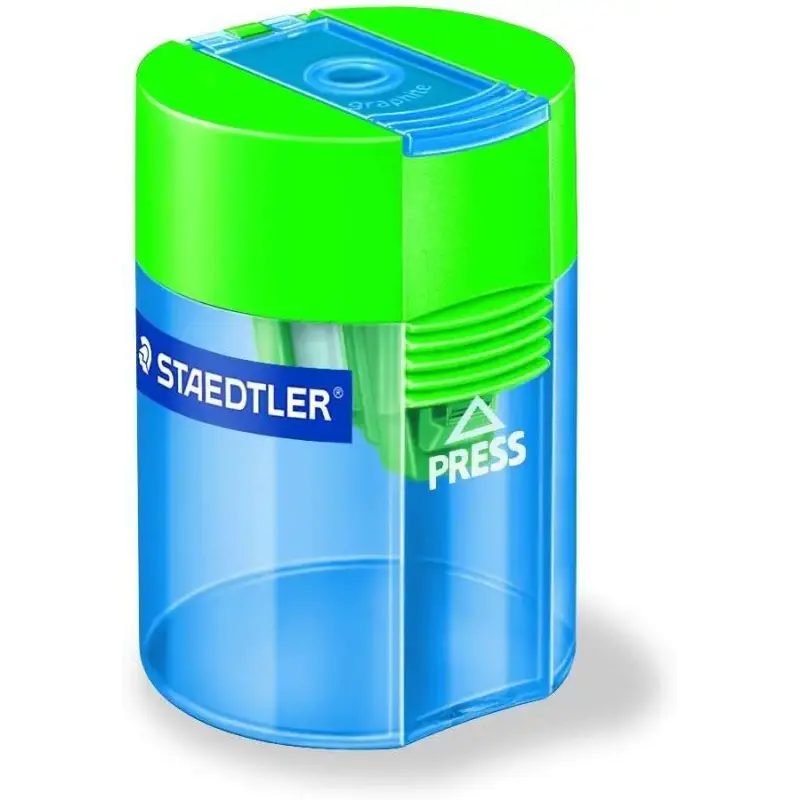 Staedtler Sacapuntas con Deposito de 1 Orificio - Hasta 8.2mm - Angulo de Afilado 23º - Colores Surtidos | Ahorro Imprimiendo