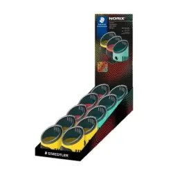 Staedtler Norix Expositor de 10 Sacapuntas con Deposito - 1 Agujero para Lapices de hasta Ø 8,2mm - Colores Surtidos | Ahorro Im