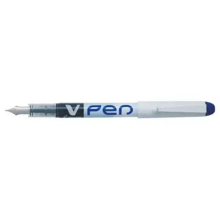 Pilot Pluma Estilografica V-Pen Desechable Tinta Liquida - Punta de Acero - Trazo de 0.5mm - Color Azul | Ahorro Imprimiendo