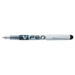 Pilot Pluma Estilografica V-Pen Desechable Tinta Liquida - Punta de Acero - Trazo de 0.5mm - Color Negro | Ahorro Imprimiendo